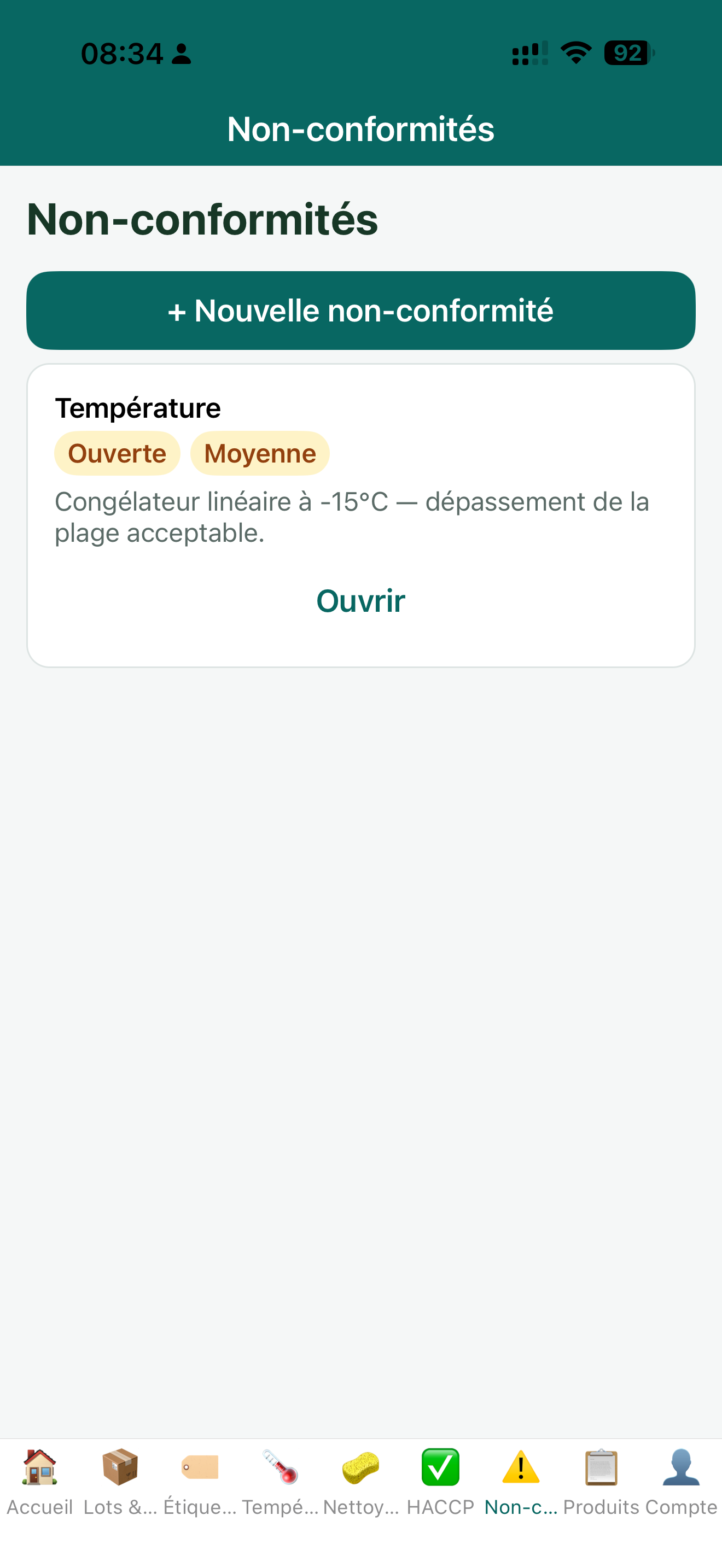 Non-conformités