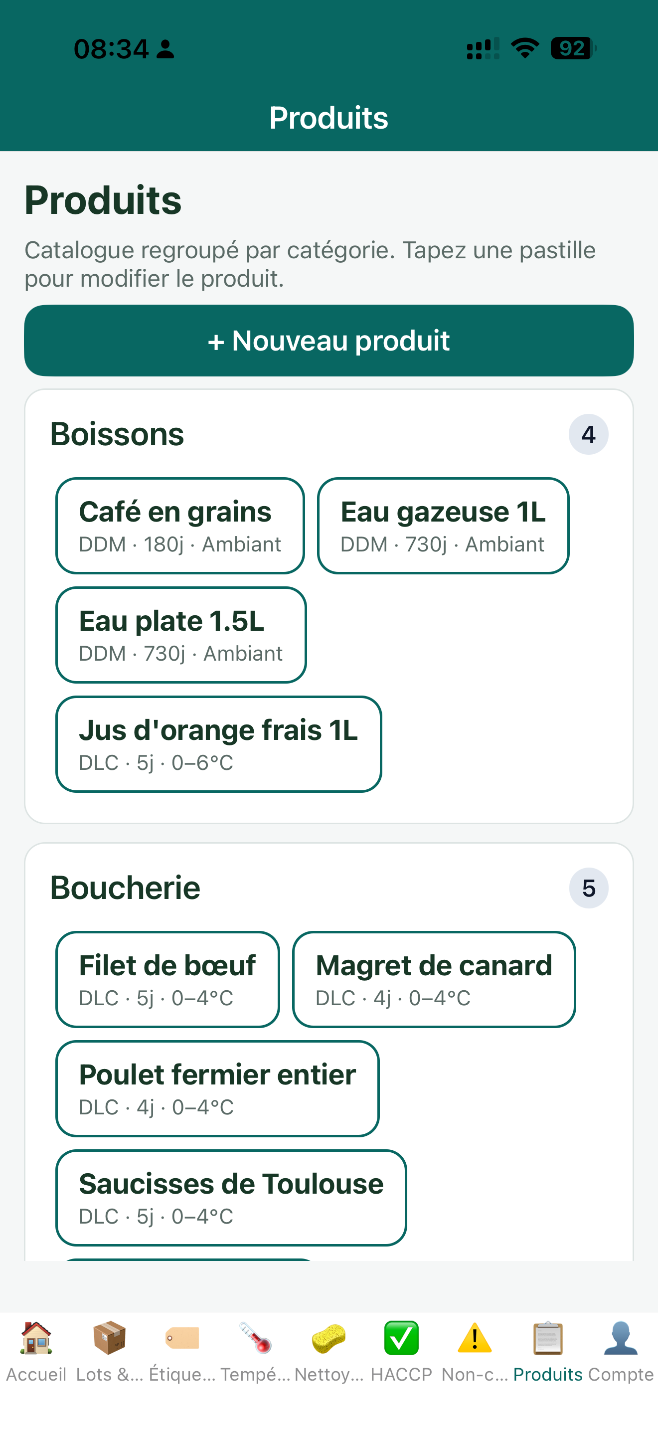 Catalogue produits par catégorie